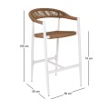 MADY Σκαμπό Bar, ALU Άσπρο, Rope Wicker Φυσικό 56x58x105cm