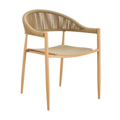 MALTA Armchair Metal Natural/PP-UV Beige/Rope Wicker Natural