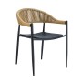 MALTA Armchair Metal Black/PP-UV Black/Rope Wicker Natural