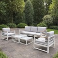 MARILIAN Set (5pcs) Metal White/Cushions Light Grey