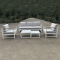 MARILIAN Set (5pcs) Metal White/Cushions Light Grey