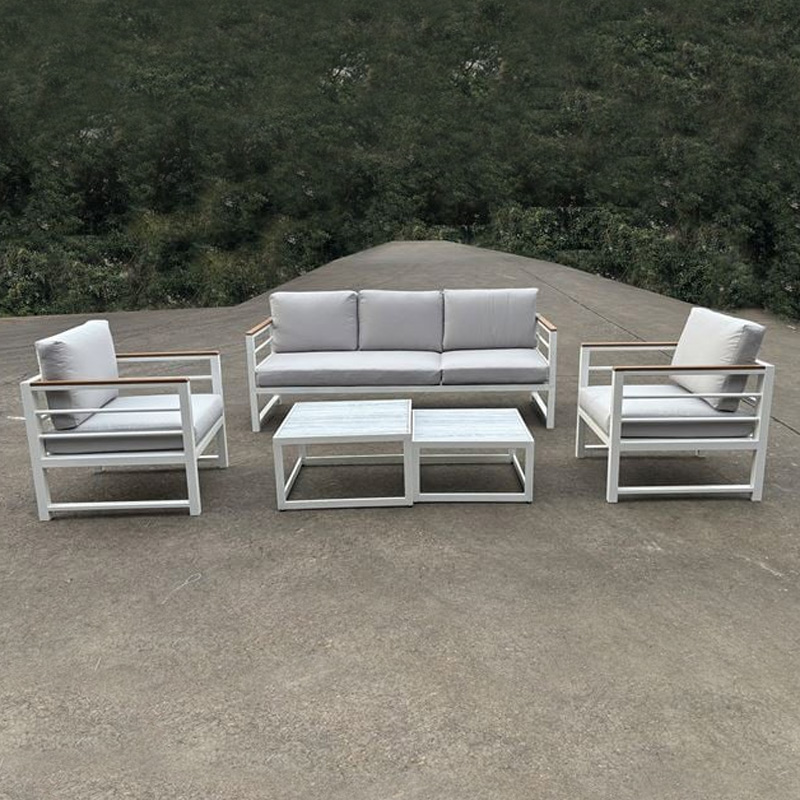 MARILIAN Set (5pcs) Metal White/Cushions Light Grey