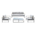 MARILIAN Set (5pcs) Metal White/Cushions Light Grey