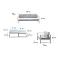 MARILIAN Set (5pcs) Metal White/Cushions Light Grey