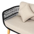 MARK Set Σαλόνι Κήπου 4 τεμαχίων Acacia Φυσικό, Rope Wicker Μαύρο, Μαξιλάρια Μπεζ 2 Πολυθρόνες+Καναπές+Τραπεζάκι