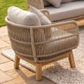 MARK Set Σαλόνι Κήπου 4τεμ, Acacia Φυσικό, Μαξιλάρια Μπεζ Rope Wicker Μπεζ 2 Πολυθρόνες+Καναπές+Τραπεζάκι