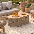 MARK Set Σαλόνι Κήπου 4τεμ, Acacia Φυσικό, Μαξιλάρια Μπεζ Rope Wicker Μπεζ 2 Πολυθρόνες+Καναπές+Τραπεζάκι