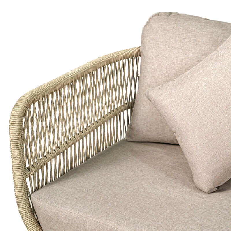 MARK Set Σαλόνι Κήπου 4τεμ, Acacia Φυσικό, Μαξιλάρια Μπεζ Rope Wicker Μπεζ 2 Πολυθρόνες+Καναπές+Τραπεζάκι