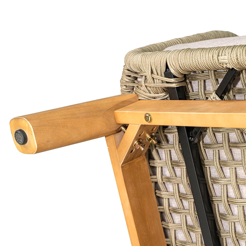 MARK Set Σαλόνι Κήπου 4τεμ, Acacia Φυσικό, Μαξιλάρια Μπεζ Rope Wicker Μπεζ 2 Πολυθρόνες+Καναπές+Τραπεζάκι