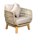 MARK Set Σαλόνι Κήπου 4τεμ, Acacia Φυσικό, Μαξιλάρια Μπεζ Rope Wicker Μπεζ 2 Πολυθρόνες+Καναπές+Τραπεζάκι