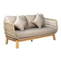 MARK Set Σαλόνι Κήπου 4τεμ, Acacia Φυσικό, Μαξιλάρια Μπεζ Rope Wicker Μπεζ 2 Πολυθρόνες+Καναπές+Τραπεζάκι