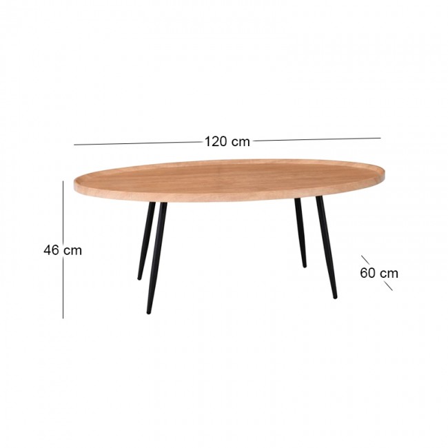 MATRIX Coffee Table 120x60x46cm Natural/Metal Black