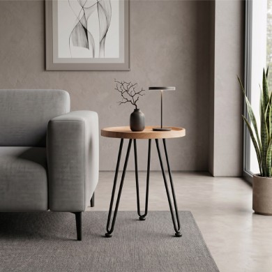 MATRIX Coffee Table D.45x55cm Natural/Metal Black