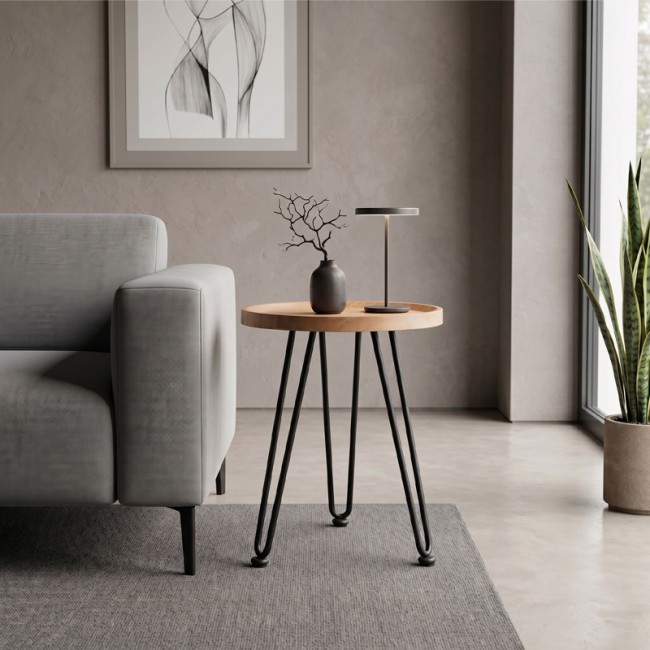 MATRIX Coffee Table D.45x55cm Natural/Metal Black