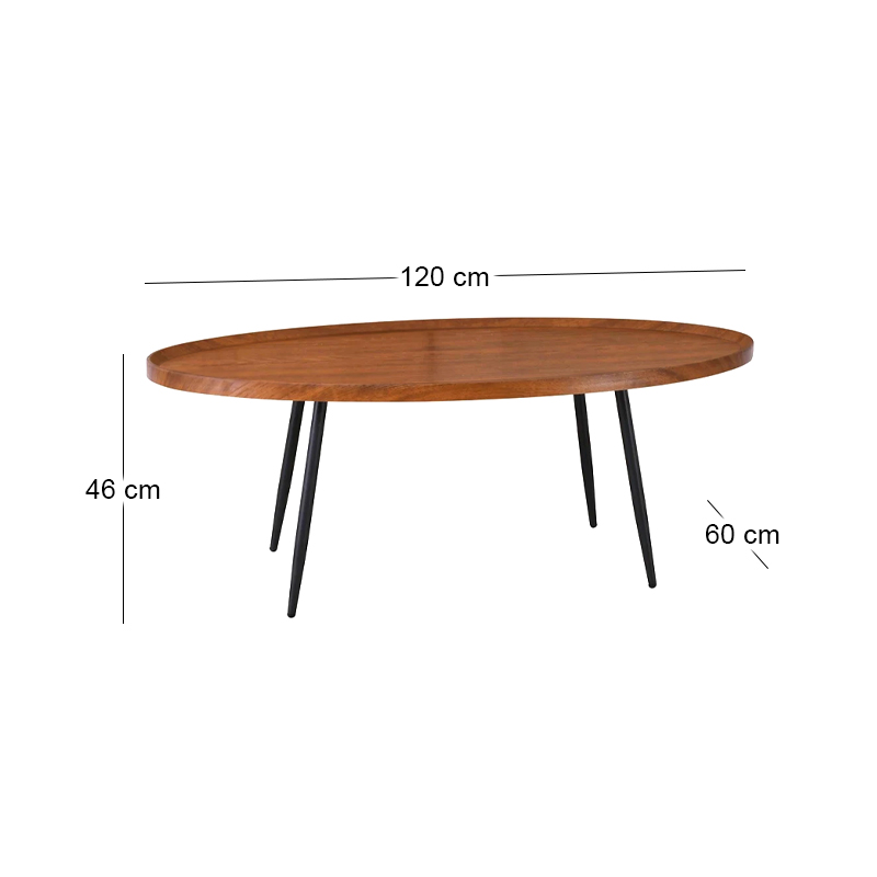 MATRIX Coffee Table 120x60x46cm Walnut/Metal Black