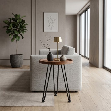 MATRIX Coffee Table D.45x55cm Walnut/Metal Black