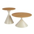 MISTRAL Set-2 Coffee Tables D.50cm+D.70cm Metal Beige/Natural