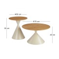 MISTRAL Set-2 Coffee Tables D.50cm+D.70cm Metal Beige/Natural
