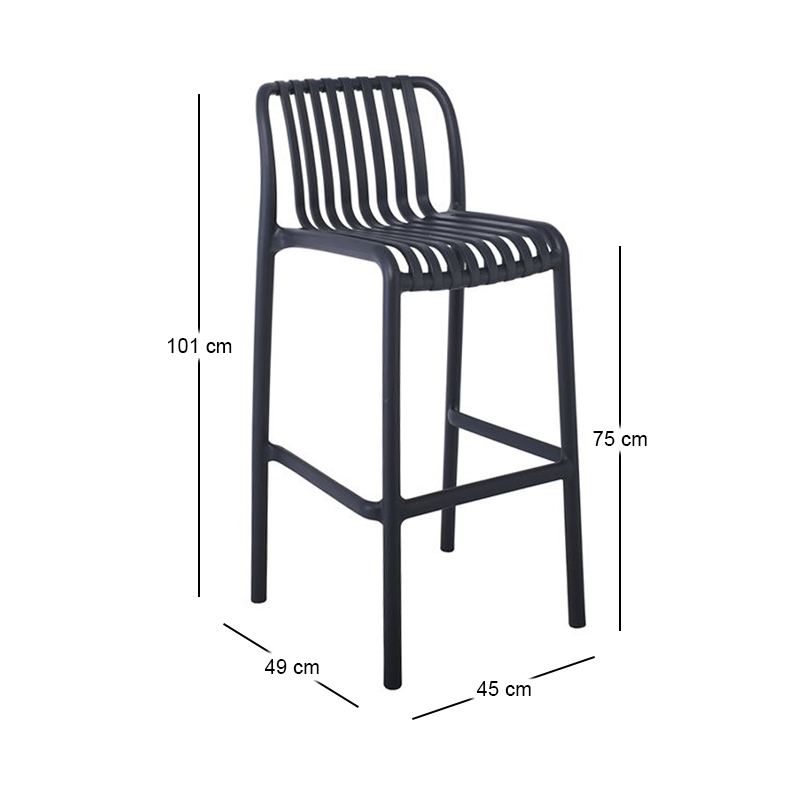 MODA Stackable Bar Stool-Pro PP-UV Anthracite