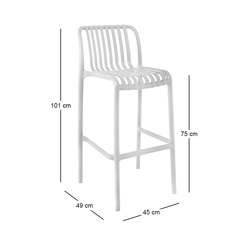 MODA Stackable Bar Stool-Pro PP-UV White