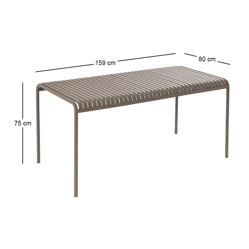 Τραπέζι κήπου Modial μεταλλικό χρώμα cappuccino 159x80x75εκ.