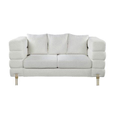 Καναπές Morris διθέσιος ύφασμα teddy χρώμα λευκό 160x84x76εκ.