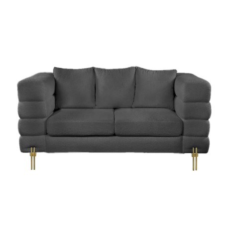 Καναπές Morris διθέσιος ύφασμα teddy χρώμα μαύρο 160x84x76εκ.