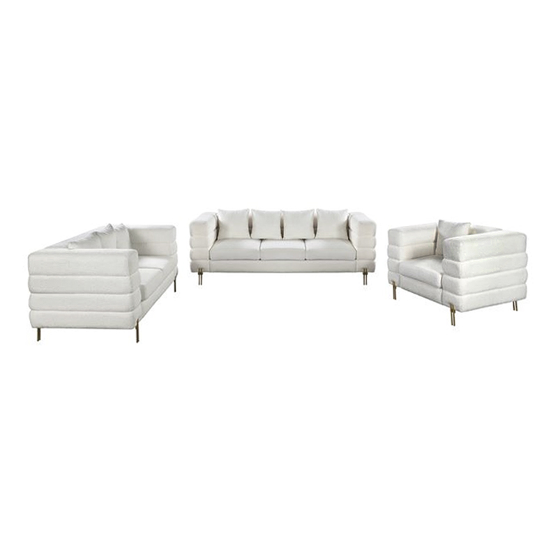 MORRIS Set Σαλόνι - Καθιστικό 3θέσιος + 2θέσιος + Πολυθρόνα Ύφασμα Teddy Άσπρο Set: 3Seater+2Seater+1Seater
