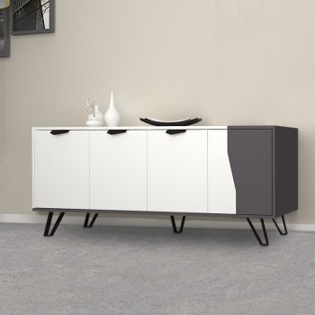 Μπουφές Jasmine Megapap χρώμα λευκό - ανθρακί 160x45x78εκ.