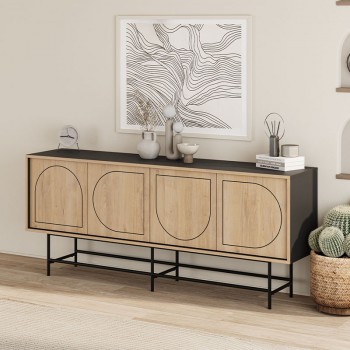 Μπουφές Joji Megapap χρώμα sapphire oak - silky black 186,8x40x77,6εκ. Μπουφές Joji Megapap χρώμα sapphire oak - silky black 186,8x40x77,6εκ.