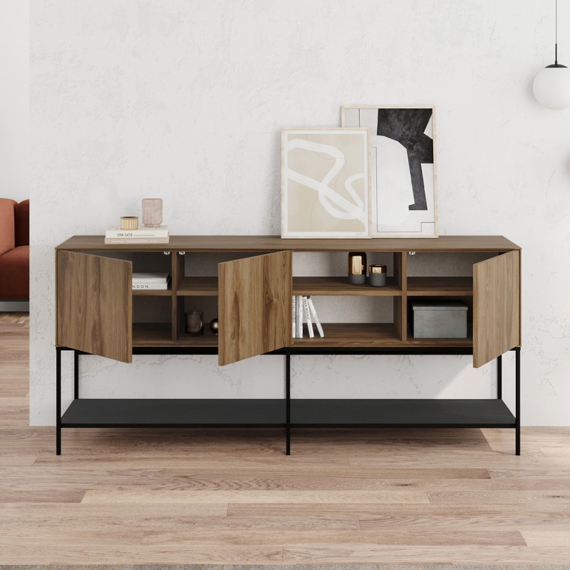 Amira Megapap melamine concole in walnut Ud - black wood 180x40x80cm.