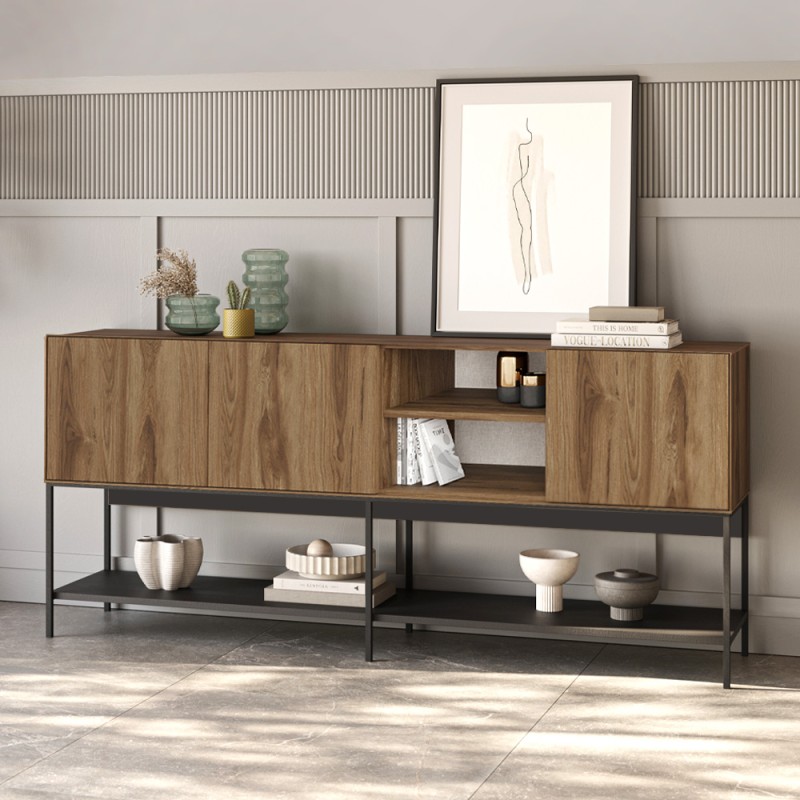 Amira Megapap melamine concole in walnut Ud - black wood 180x40x80cm.