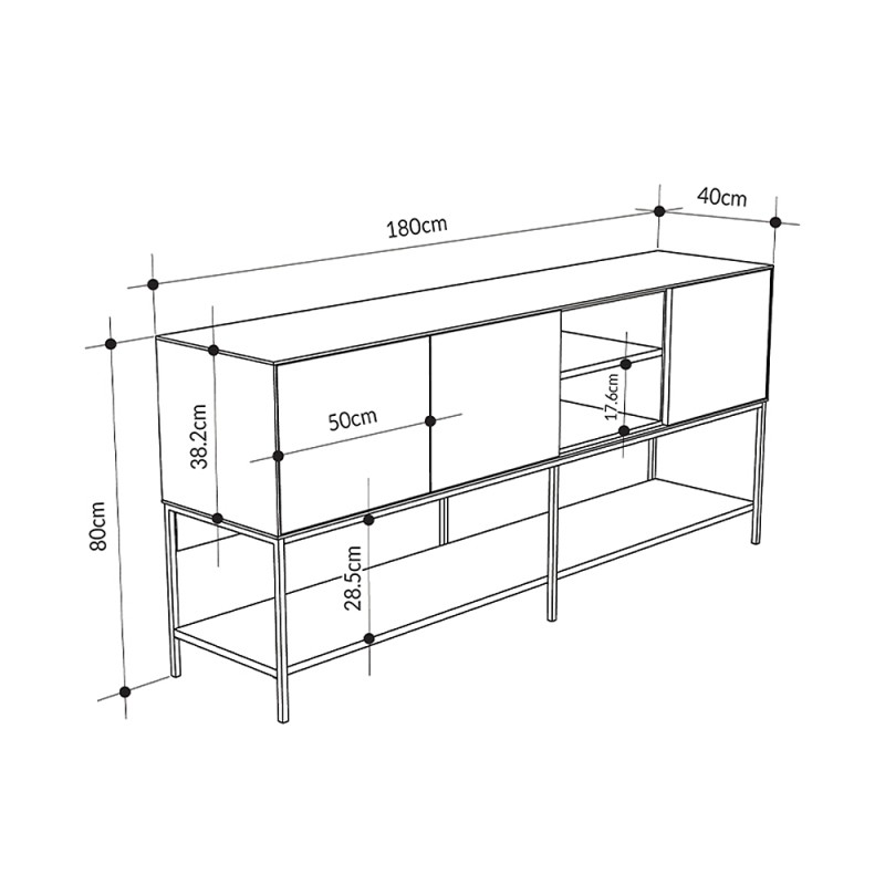 Amira Megapap melamine concole in walnut Ud - black wood 180x40x80cm.
