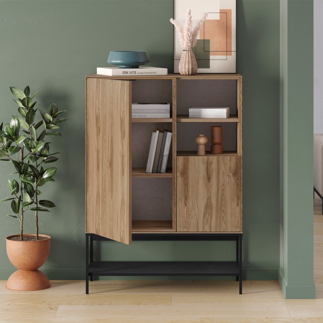 Μπουφές Amira Megapap χρώμα καρυδί Ud - black wood 90x40x125εκ.