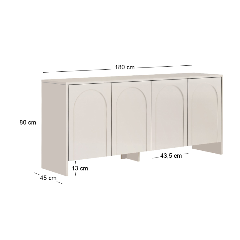Μπουφές Aurelia Megapap χρώμα κρεμ 180x45x80εκ.