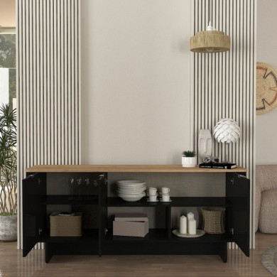 Bohema Megapap melamine console in black - sepet oak color 180x47x76.6cm.