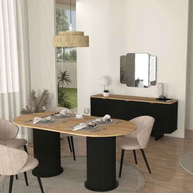 Μπουφές Bohema Megapap χρώμα μαύρο - sepet oak 180x47x76,6εκ.