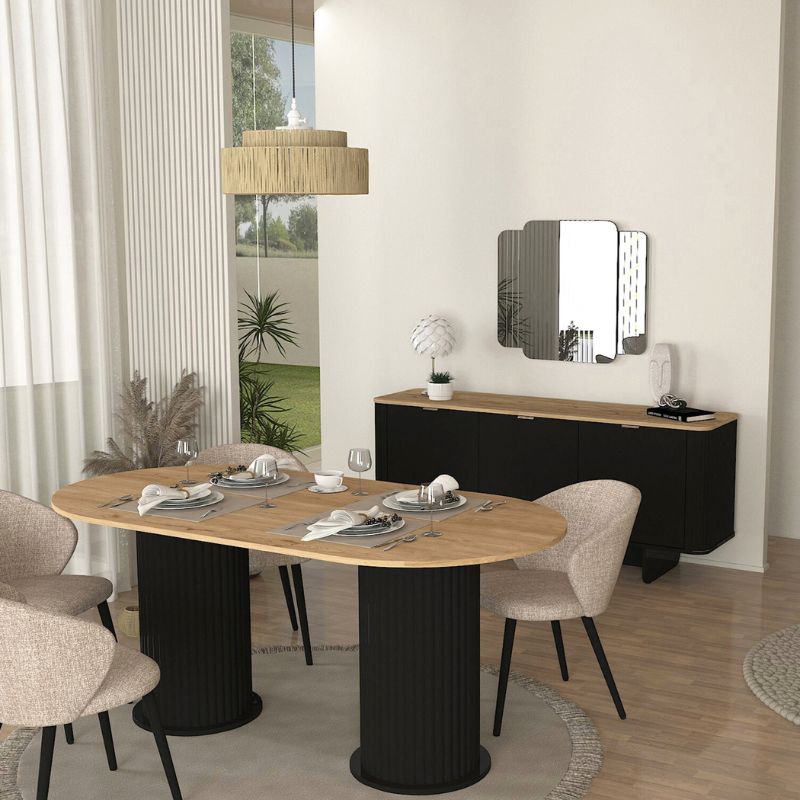 Μπουφές Bohema Megapap χρώμα μαύρο - sepet oak 180x47x76,6εκ.