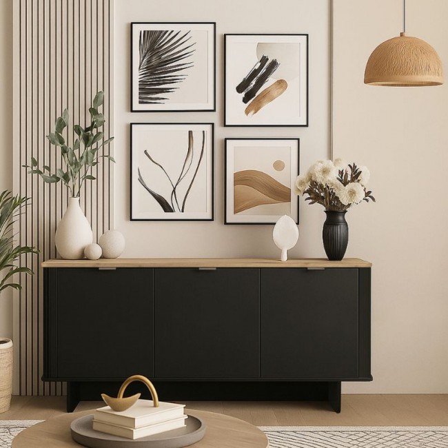 Μπουφές Bohema Megapap χρώμα μαύρο - sepet oak 180x47x76,6εκ.