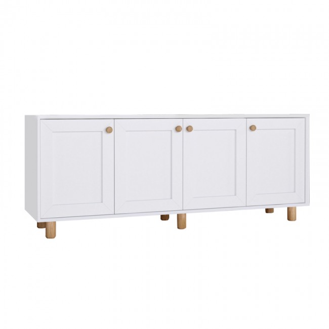 Μπουφές Bohemian Megapap χρώμα λευκό - φυσικό οξιάς 180x40x75εκ.