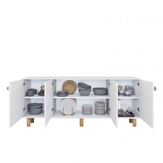 Μπουφές Bohemian Megapap χρώμα λευκό - φυσικό οξιάς 180x40x75εκ.