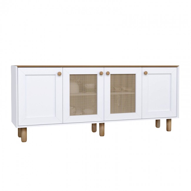 Μπουφές Bohemian Megapap χρώμα λευκό - φυσικό οξιάς 180x40x75εκ.