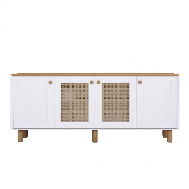 Μπουφές Bohemian Megapap χρώμα λευκό - φυσικό οξιάς 180x40x75εκ.