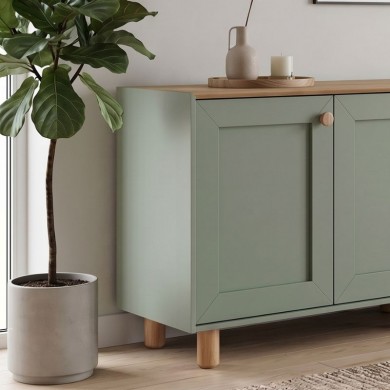 Μπουφές Bohemian Megapap χρώμα πράσινο - φυσικό οξιάς 180x40x75εκ.