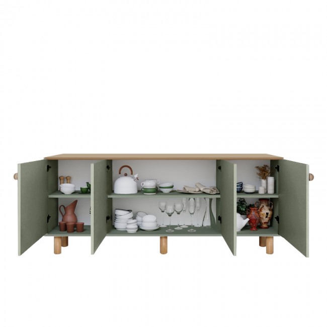 Μπουφές Bohemian Megapap χρώμα πράσινο - φυσικό οξιάς 180x40x75εκ.