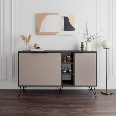 Clara Megapap melamine buffet in anthracite - light mocha color 142x35,6x83cm.