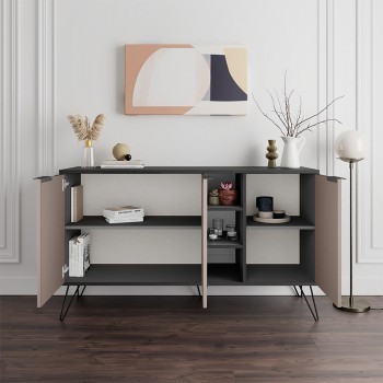 Μπουφές Clara Megapap χρώμα ανθρακί - ανοιχτή μόκα 142x35,6x83εκ. Μπουφές Clara Megapap χρώμα ανθρακί - ανοιχτή μόκα 142x35,6x83εκ.