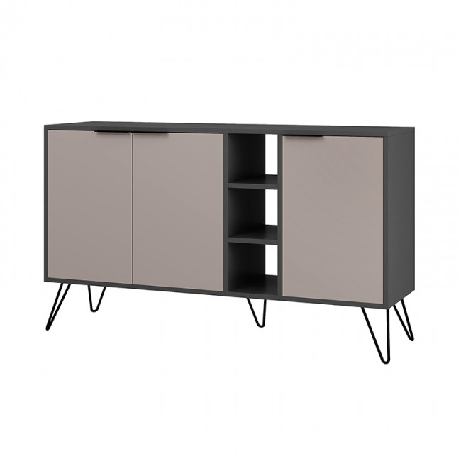 Μπουφές Clara Megapap χρώμα ανθρακί - ανοιχτή μόκα 142x35,6x83εκ.