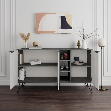 Clara Megapap melamine buffet in retro grey - ancient white color 142x35,6x83cm.