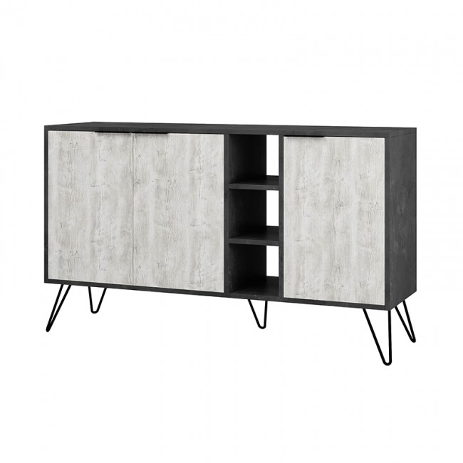 Μπουφές Clara Megapap χρώμα γκρι ρετρό - λευκό αντικέ 142x35,6x83εκ.